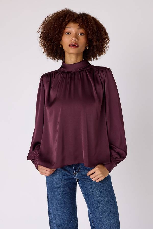 Crosby By Mollie Burch Cosette Blouse Raisin Purple M New Quiet Luxury Office